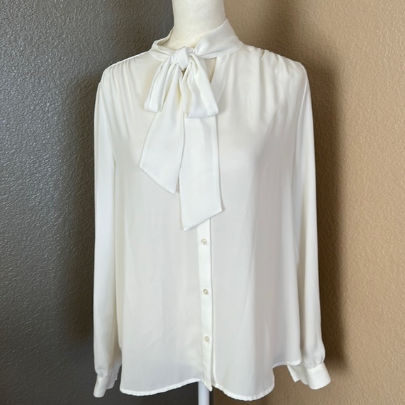 Jcrew - size S - light weight long sleeve blouse with tie neck and button down - Picture 1 of 8